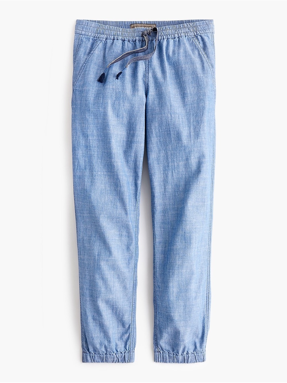 J. Crew Blue Seaside Point Sur Seaside Pants Chambray Joggers 100% Cotton Sz 2